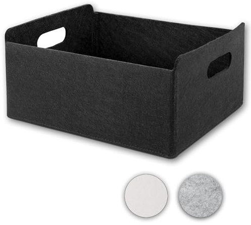 Aufbewahrungskorb Filz Organizer faltbare Aufbewahrungsbox Filz Box Aufbewahrung Aufbewahrungsbox Kleiderschrank Regal Korb Filz Filzkorb Aufbewahrung Kleiderschrank (schwarz, 1er)