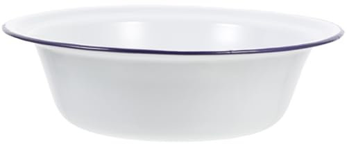 Amosfun Ciotola Smaltata Unbreakable Per Servire E Mescolare, Ciotola Rotonda in Acciaio Smaltato Per Zuppe E Insalate, 22 Cm, Design Vintage