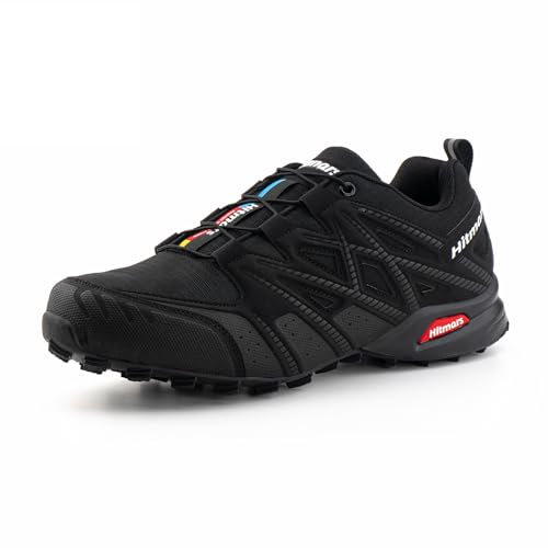 Hitmars Scarpe Trail Running Uomo Donna Scarpe Trekking Scarpe da Escursionismo Leggero Outdoor Scarpe da Ginnastica Traspirante Fitness Running Nero EU 44