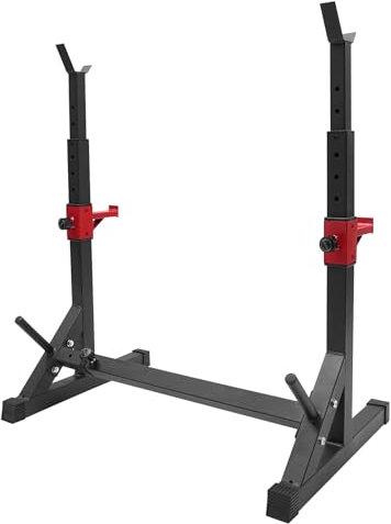 Squat Rack Hantelständer, Hantelablage bis 249.5 kg, Einstellbare Länge 82-107cm, Langhantelständer höhenverstellbar 90-150cm, Multifunktions Barbell Rack