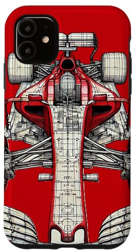 We Race As One iPhone 11 Formula Racing Car Blueprint Mechanical Engineering Case - Transparent Polycarbonate & TPU Protective Bumper Case - Shock-Absorbent - Car Theme