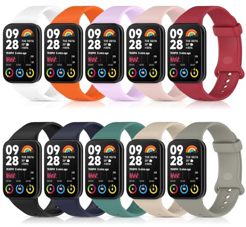 BDIG 10 Stück Silikon Sport Armband Kompatibel mit Xiaomi Smart Band 9 Pro/8 Pro Damen Herren,Weiche Ersatzarmbänder Kompatibel mit Xiaomi Smart Band 8 Pro