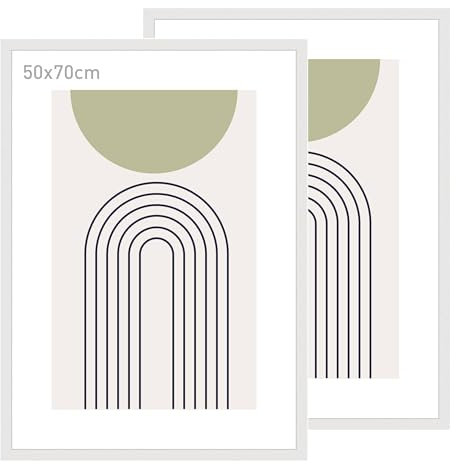 accent by nielsen Bilderrahmen, 50 x 70 cm (2er Set), Holz (MDF), Weiß, inkl. Kunstdruck, Posterrahmen im Hoch- & Querformat, Echtglas, Velino