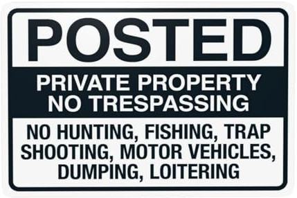 Private Property No Trespassing No Hunting Fishing Trap Shooting Motor Vehicles Warning Sign, Private Property Security Metal Signs for Home Business Wall Safety Caution Decor 12 x 8 Inch