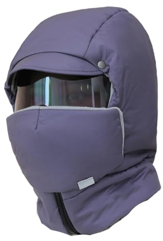 Joygoodta Hut mit Schutzbrille, Winddicht, vollständig bedeckend, wasserdicht, Sturmhaube mit Brille, für Herren und Damen, Dicker Thermohut für Radfahren, Camping, Dunkelgrau