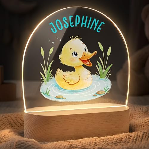 Lilleta ® Personalisiertes Nachtlicht für Baby & Kinder - Ente (004.05.06) - Personalisierte Geschenke Baby - Geschenk zur Geburt, Taufgeschenk Mädchen Junge, Babygeschenke, Neugeborenen