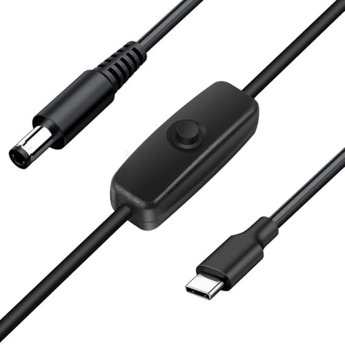 Lonnky USB-C to 12V DC 5521 Power Cable with Switch - 2m PD to DC Step-Up Converter for Baby Car Monitor w/ 35135 Adapter (Requires PD Fast Charger)