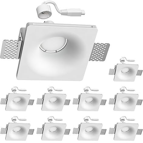 ledscom.de Gips Einbaustrahler GIDS DIY inkl. GU10 Lampe je 450lm warm-weiß 10er Set
