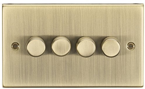 Knightsbridge CS2184AB Square Edge Antique Brass 4G 2 Way Dimmer, Antique Brass