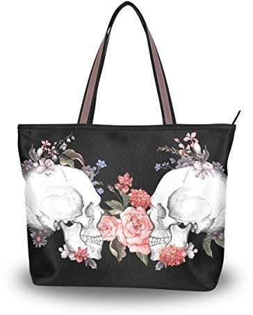 Große Schultertasche mit Totenkopf-Muster, Handtasche, Strandtasche für Damen und Mädchen, Mehrfarbig - multi - Größe: Large