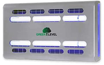 Insectocaptor de pared | Homologado | Green Level | Cobertura 200 m2 | Placa y tubo incluido | Para cocinas, restaurantes y almacenes | Fabricado en acero | Mata insectos voladores eléctrico