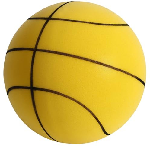 Fiorky Indoor Silent Basketball Hochbelastbarer, gedämpfter Dribbling-Basketball, leicht, 3/5/7 for verschiedene Indoor-Aktivitäten (Gelb 24 cm)