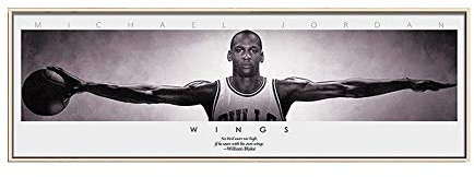 Michael Jordan Wings Leinwandbild, Wandkunst, Basketball-Stern-Poster für Wohnzimmer, rahmenlos, 60 x 180 cm (ungerahmt)