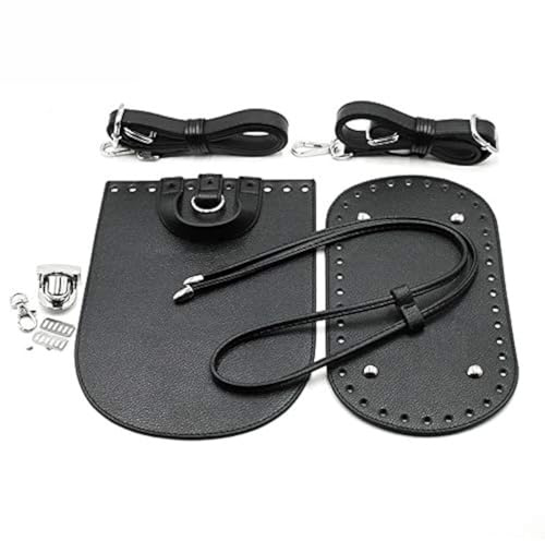 VOANZO 7pcs Set PU Teile für DIY Schulter Bucket Bag Handtasche Zubehör Nähen - Schwarz, Multi Sizes (Schwarz)