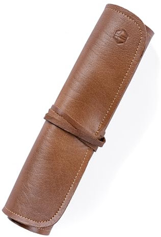 Angus Stoke Hochwertige 7-Fach Echt-Leder Kochmesserrolle Steve – Rolltasche Werkzeugtasche verschliessbar - Messertasche Steve (7-Fächer, Braun)