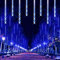 KINGCOO 2St Meteorschauer Lichterkette, Meteorschauer Fallende Regen Lichter 30cm 8 Tubes 192LEDs Wasserdichte Schneefall Lichterkette für Garten Hochzeit Party Weihnachten Dekoration (Blau)
