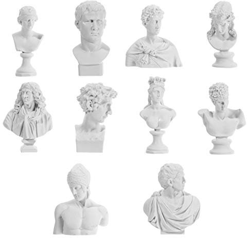 BESPORTBLE 10st Gips-Statue Griechische Büstenskulptur Tischskulpturen Ornament Klassische Griechische Büstenstatuen Büste Statue Wohnkultur Skulptur Figur Harz Idol Mini Weiß