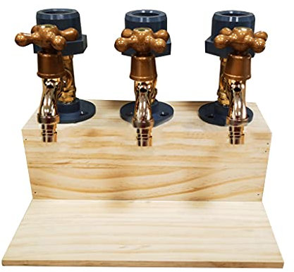GHBOTTOM Wooden Base Wine Dispenser Single/Double/Three Faucet Whisky Decanter Liquor
