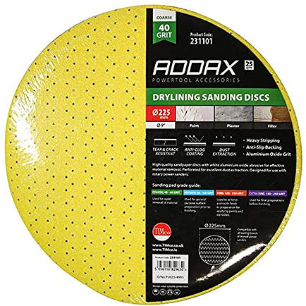 TIMCO Drylining Sanding Discs 40 Grit Yellow - 225mm