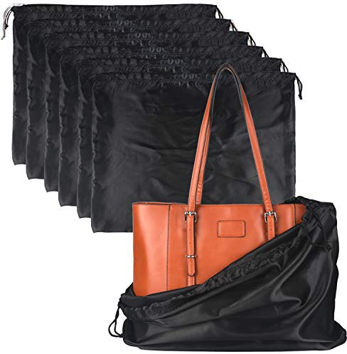 BlesMaller 6 Stück Schuhtasche Kordelzugbeutel, Aufbewahrungsbeutel Aufbewahrungstasche aus Seide für Handtasche, Geldbörse, Taschenbücher, Schuhe, Stiefel - schwarz(50 * 40cm)