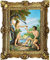 Gemälde ADAM UND EVA 56x46 cm die Verbotene Frucht Gemälde Repro im Antik-Look Jreligiöse Bild 56x46 Heiligenbilder Ikonen Kunstdruck Bild Rahmen Wandbild Wohnzimmerbild Barockbild Apfelbaum