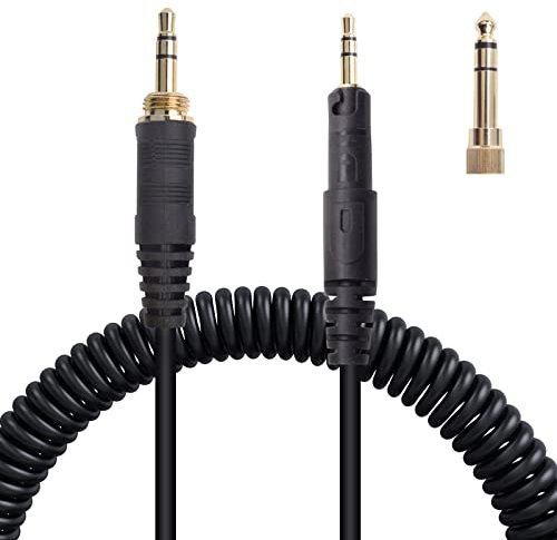 Hizsoaor ATH-M50x Replacement Cable, Audio Cable Compatible with Audio Technica ATH-M50x、ATH-M40x、ATH-M70x、ATH-M60x Coiled AUX Headphone Extension Cable with 6.35mm(1/4) Adapter(4ft extends to 10ft)