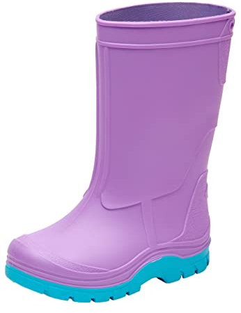 Realpaks Stivali di gomma per bambini impermeabili SD 2/2 - stivali da pioggia per ragazzi e ragazze - Viola 25_26