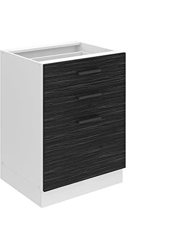 Belini Unterschrank Küche, Küchenunterschrank 60 cm Breite. SDSZ Küchenunterschrank ohne Arbeitsplatte. Küchenschrank mit Schubladen, Königliches Ebenholz