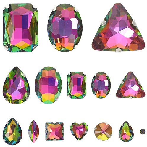 VICASKY Schmuckzubehör 50 Stücke Näh Auf Strass Kralle Edelsteine Flatback Goldfassung Gemischte Strass Für Kleidung DIY Kleidung Schuhe Tasche Telefonkasten Trachten Schmuck