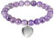 Emibele Amethyst Armband, Schöne Geschenke für Mutter, 8mm Natürliches Edelstein Perlenarmband mit Edelstahl Herzanhänger, Handgemachtes Heilendes Armband für Damen Frauen und Mädchen, Lila
