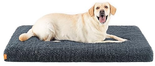 Feandrea Hundebett, orthopädisches Hundekissen, mit Noppenschaumstoff gepolstert, Bezug abnehmbar und waschbar, Größe XXL, für große Hunde, 122 x 74 x 10 cm, dunkelgrau PGW214G02