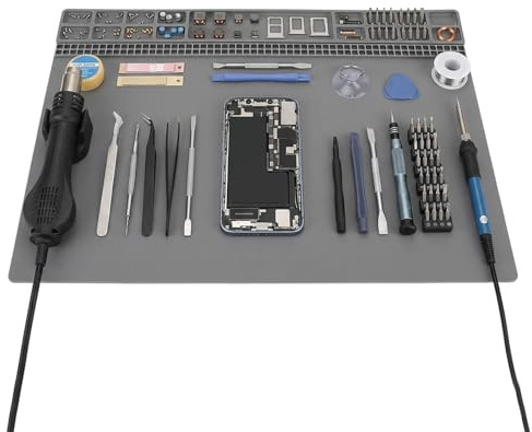 Professional Anti-Slip Watch Repair Mat, 35x25cm Rubber Workbench Pad | Anti-Static, Easy Clean with Parts Storage Grooves, Ideal for Watchmaking & Precision Repairs