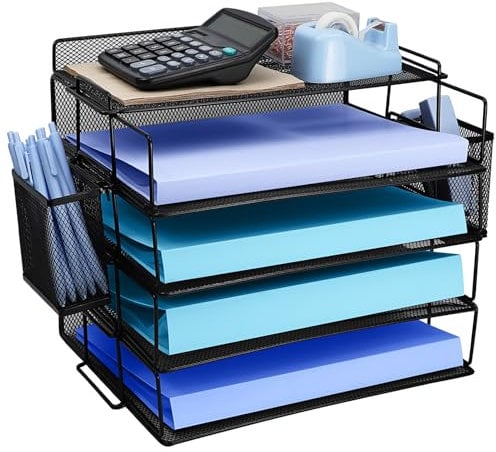 Bandeja para cartas, bandeja de archivo para escritorio de oficina, bandeja organizadora de escritorio, carpeta de bandeja de archivo de papel, organizador de escritorio A4, soporte de documentos para