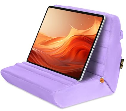 MOSISO Tablette Kopfkissen Stand,Weich Tablette Holder für Schoß,Pad Dock mit Taschen&Stylus Slot&4 Betrachtungswinkeln Kompatibel mit iPad Pro 12.9,11,10.5,9.7,Air Mini 6,5,4,3, E-Reader, Lila