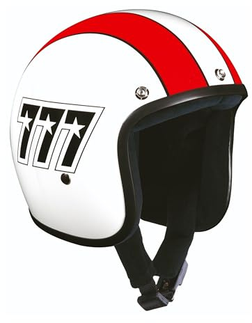 BANDIT Jethelm offen JET777F für Unisex Erwachsene Weiß/Rot mit Fiberglas-Außenschale, getöntem Sonnenschild und praktischer Klickschnalle GRÖSSE XS