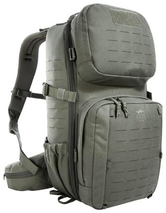 Tasmanian Tiger TT Modular Combat Pack 22L, Militär Tages-Rucksack, perfekt organisierter Daypack, Molle-Kompatibel für Uni, Arbeit, Schule, Outdoor, Trekking und Wandern, Steingrau-Oliv IRR