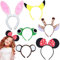 Ancuioyz Tier Haarreif, 6 Stücke Cartoon Hasenohren Mit Ohren Stirnbänder, Giraffe, Frosch, Maus Stirnband, Kinder Set für Cosplay Geburtstag Party Karneval