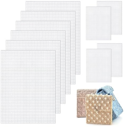 VINEST 10 Stück Kreuzstich Kunststoffgitter, 22 x 30cm White Plastic Canvas Sheets, 4mm Blende Lochplatte KunststofStückUmweltfreundlicher Kunststoff für Embroidery Knitting DIY Accessories