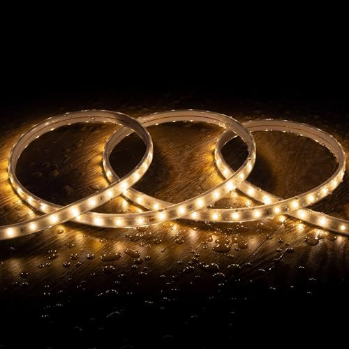 LEDKIA LIGHTING LED-Streifen Außen Solar 24V DC SMD2835 60 LED/m 50m IP65 Breite 12mm Schnitt 100cm Warmweiß