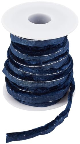 DELORIGIN 10 Yards Velvet Ribbons Blue Piping Cord Trim Piping Bias Tape Piping Trim with Welting Cord for Sewing Upholstery Piping Trim Piping Cord Trim DIY Crafting Fabric Edge Trim Home Decor