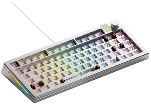 Glorious Gaming GMMK 3 PRO Barebones: Tastaturset mit Knopf, anpassbares modulares Aluminiumgehäuse & Dichtungssystem, Hot-Swap 75% Tastatur, Schalldämmung, Alu-Schalterplatte, ANSI/USA - Silber