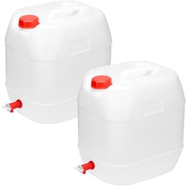 Garronda Garrafa Agua con Grifo sin BPA Bidon 20 litros Depósito de Camping Accesorios Garrafa con Grifo Deposito Agua Camper 2 Pack Blanco GD-0083
