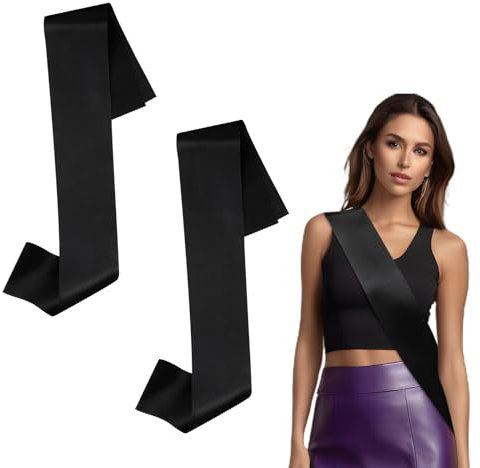 2 Stück Schärpen Satin Schärpen Schwarze Schärpen Leere Einfache Beauty Schwarze Festzug Schärpe Blanko für Festzüge, Leere Schärpen zum Dekorieren DIY Schärpe für Partydekorationen Hochzeit