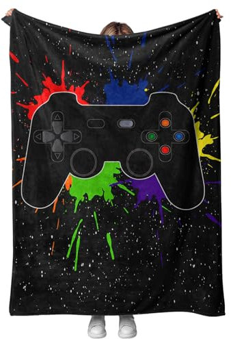 Gamepad Kuscheldecke,Jungen Gamer Decke Kuschelig,Decke 150x200 Flauschig Weich Und Warme Gamer Flanell Kuscheldecke (D, 150x200cm)