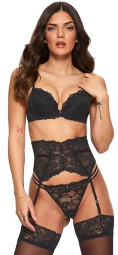 Ann Summers Sexy Lace 2 Pack Padded Plunge Bra Curve-Enhancing Womens Underwear with Padded Cups & Underwire, Removable Mini Pads for Smaller Sizes, Adjustable Straps Black
