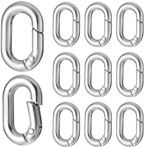 Giantree 10 Stück Oval Spring Karabinerhaken Klein, Metall Ringkarabiner, Schlüsselanhänger Kleine Buckle Clip Feder Karabiner für Reisen Angeln Camping Wandern Hängematten Rucksack(silber)