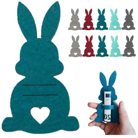 BSITSSS 10 Stück Osterhasen Geldgeschenke Verpackung, Ostern Filz Wunscherfüller Geldgeschenk, Osterhase Verpackung für Geldgeschenke Erwachsene Freunde Familie Osterdeko Frühling