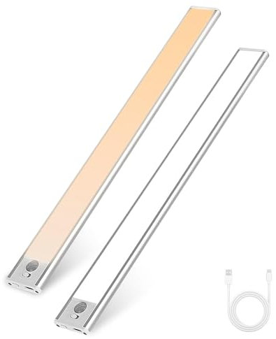 Minvchao unterbauleuchte küche led,2Stück,USB aufladbar und dimmbar,akku lampe mit bewegungsmelder,20cm,1100mAh,lichtleiste kabellos,Geeignet für Küche,Schlafzimmer,Bad,etc