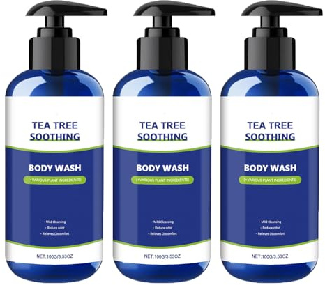 Tea Tree Body Wash, Gentle Cleansing, Nourishes Skin and Improves Dry and Rough Skin, Reduce Odor, Keep Fresher, Promotes Healthy Skin & Feet, For Men Women (3pcs)