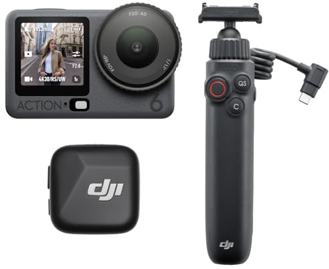 DJI Osmo Action 6 Pack para Vlogs, cámara de acción 8K para Vloggers | Sensor cuadrado de 1/1.1″, apertura variable de f/2.0 a f/4.0, estabilización, batería de 4 horas, con transmisor Mic Mini